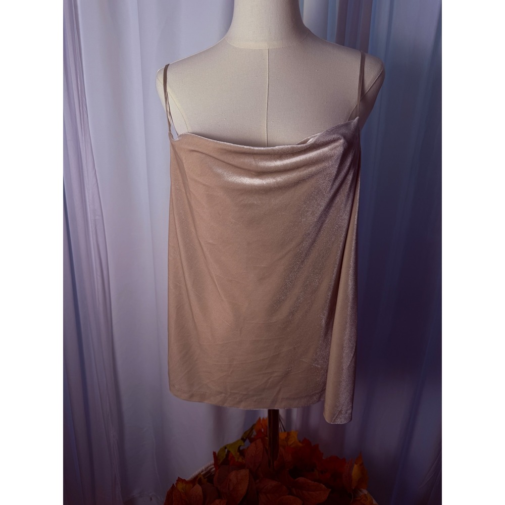 Banana Republic Velvet Cowl Neck Cami Top Champagne Beige Metallic Large 824719